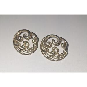 Vintage Signed M Jent Gold Toned Mystical Sea Wave MermaidCore Swirl Earrings
